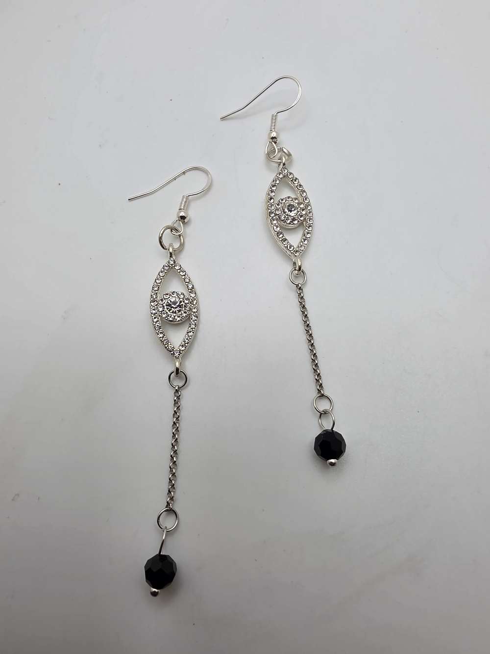 Silver Crystal Eye Earrings